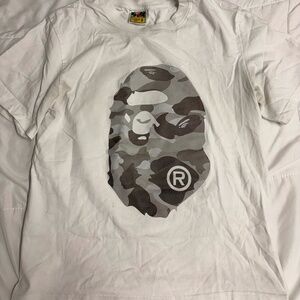 BAPE Honeycomb Camo Big Ape Head Tee 'White/Grey' ◻️